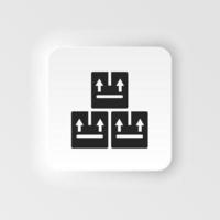 Mass production, three stored boxes for delivery neumorphic style vector icon. Mass production, three stored boxes for delivery neumorphic style vector icon on white