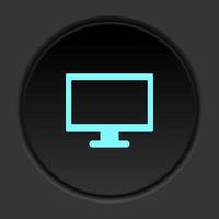 Round button icon, computer. Button banner round, badge interface for application illustration on dark background vector