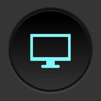 Round button icon, computer. Button banner round, badge interface for application illustration on dark background vector