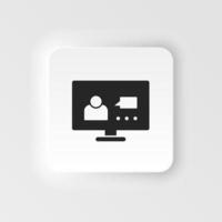 Computer, video, conference, users vector icon. Simple element neumorphic style illustration Computer, video, conference, users vector icon. Material concept vector illustration.