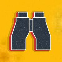 Binoculars pop art, retro icon. Vector illustration of pop art style on retro background