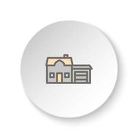 Round button for web icon, garage, house. Button banner round, badge interface for application illustration on white background vector