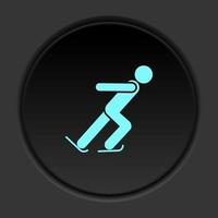 Round button icon Ice skating athlete. Button banner round badge interface for application illustration on dark background vector