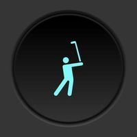 Round button icon Man golf playing. Button banner round badge interface for application illustration on dark background vector