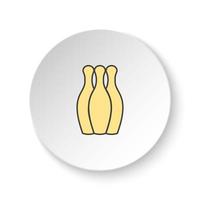 Round button for web icon, Bowling. Button banner round, badge interface for application illustration on white background vector