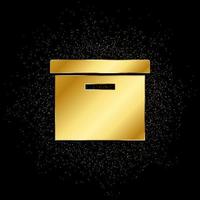 Office box gold, icon. Vector illustration of golden particle on gold vector background