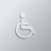 Disability paper style, icon. Grey color vector background- Paper style vector icon.