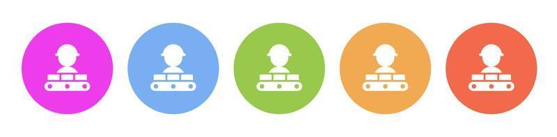 Multi colored icon Mass production conveyor. Button banner round badge interface for application illustration on white background vector