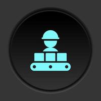 Dark button icon Mass production conveyor. Button banner round badge interface for application illustration on darken background vector