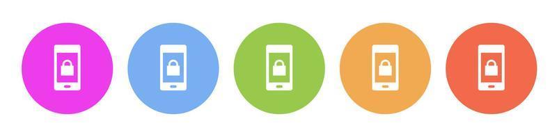 Multi colored icon phone lock. Button banner round badge interface for application illustration on white background vector