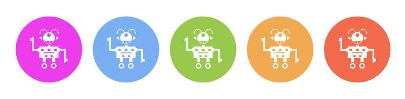 multi de colores icono robot tecnología. botón bandera redondo Insignia interfaz para solicitud ilustración en blanco antecedentes vector