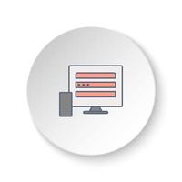 redondo botón para web icono, dispositivos, monitor, móvil. botón bandera redondo, Insignia interfaz para solicitud ilustración en blanco antecedentes vector
