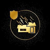 home, insurance, accident gold icon. Vector illustration of golden particle background. Gold vector icon