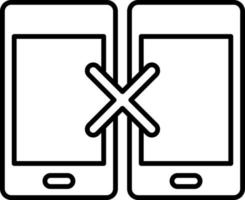 Line vector icon phone, sync, remove. Outline vector icon on white background