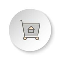 Round button for web icon, buy, cart, house, shopping. Button banner round, badge interface for application illustration on white background vector