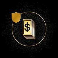 dinero, negocio, seguro oro icono. vector ilustración de dorado partícula antecedentes. oro vector icono