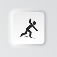 Rectangle button icon Surfer. Button banner Rectangle badge interface for application illustration on neomorphic style on white background vector