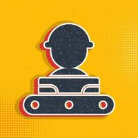 masa producción, transportador, hombre popular arte, retro icono. vector ilustración de popular Arte estilo en retro antecedentes