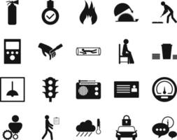 HSE concept, occupational safety and health communication, booble, production factory and environment, labor preventive instructions, worker protection vector icon set on white background