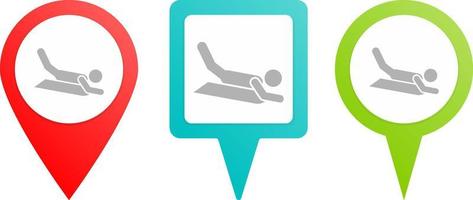 Surf sea pin icon. Multicolor pin vector icon, diferent type map and navigation point.