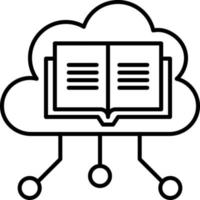 Cloud Library line icon, education and school, book with cloud sign vector graphics, a linear icon on a white background, eps 10