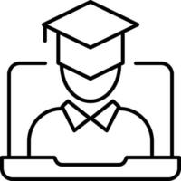 Junior manager icon. University student working on computer. Recent graduate going through supervised training. Brand marketing intern. Isolated editable vector illustration.