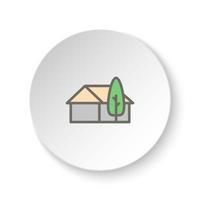 Round button for web icon, home, house. Button banner round, badge interface for application illustration on white background vector