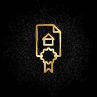 Agreement, contract gold icon. Vector illustration of golden particle background. Real estate concept vector illustration .