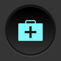 Dark button flat icons on round backgrounds. Building construction insurance dark circle vector icon on darken background
