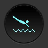 Round button icon Swimming jump. Button banner round badge interface for application illustration on dark background vector