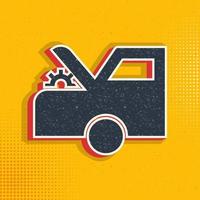 Car, check, service pop art, retro icon. Vector illustration of pop art style on retro background