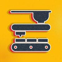 Mass production, conveyor pop art, retro icon. Vector illustration of pop art style on retro background