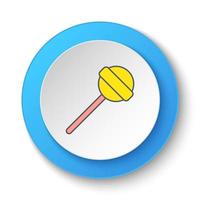 Round button for web icon, candy, lollipop. Button banner round, badge interface for application illustration on white background vector