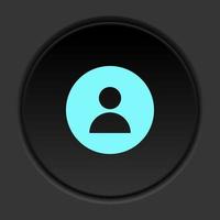 Round button icon, avatar, profile. Button banner round, badge interface for application illustration on dark background vector