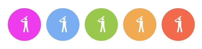 Multi colored flat icons on round backgrounds. Baseball multicolor circle vector icon on white background