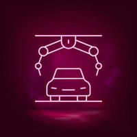 Assembly robot, automobile robot vector neon icon. Illustration isolated vector sign symbol - Manufacture Robotics icon vector neon - Vector.