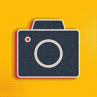 Old digital camera pop art, retro icon. Vector illustration of pop art style on retro background