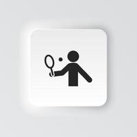 Rectangle button icon Tennis man. Button banner Rectangle badge interface for application illustration on neomorphic style on white background vector