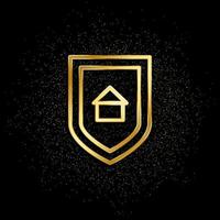 House, security, shield gold icon. Vector illustration of golden particle background. Real estate concept vector illustration .