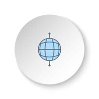 Round button for web icon, global, network. Button banner round, badge interface for application illustration on white background vector