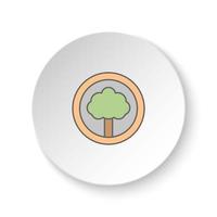 Round button for web icon, Tree, old symbol. Button banner round, badge interface for application illustration on white background vector