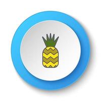 Round button for web icon, ananas. Button banner round, badge interface for application illustration on white background vector