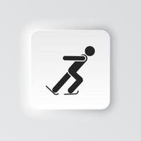 Rectangle button icon Ice skating athlete. Button banner Rectangle badge interface for application illustration on neomorphic style on white background vector