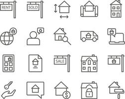 house, paint set vector icons. Real estate icon set. Simple Set of Real Estate Related Vector Line Icons. Contains such Icons as Map, Plan, Bedrooms on white background