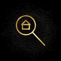 House, property, search gold icon. Vector illustration of golden particle background. Real estate concept vector illustration .