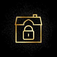 House, luck, security gold icon. Vector illustration of golden particle background. Real estate concept vector illustration .