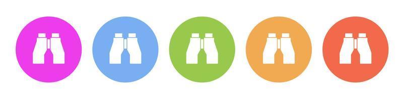 Multi colored flat icons on round backgrounds. Binoculars multicolor circle vector icon on white background