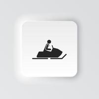 Rectangle button icon Snow motorbike. Button banner Rectangle badge interface for application illustration on neomorphic style on white background vector