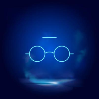 Smoke effect neon style vector icons, glasses, mark, unread neon icon