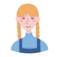 Doodle Flat Clipart. Simple portrait, avatar of a young woman. All Objects Are Repainted. vector